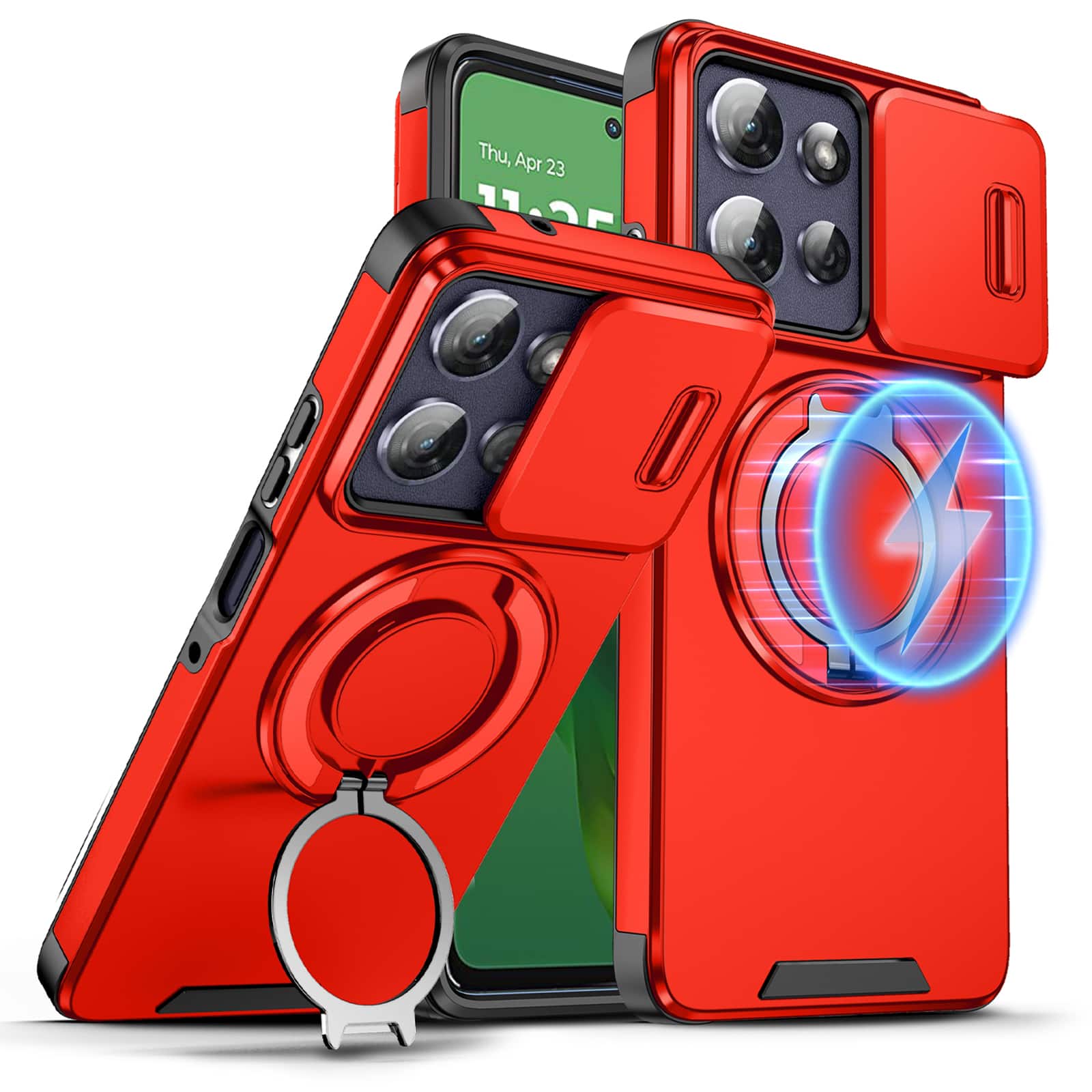 Dteck - for Motorola G Power 5G (2026/2025) Case with Camera Sliding Cover, Shockproof Magnetic Cover with Rotate Ring Stand - Red price history on PriceWatchPro