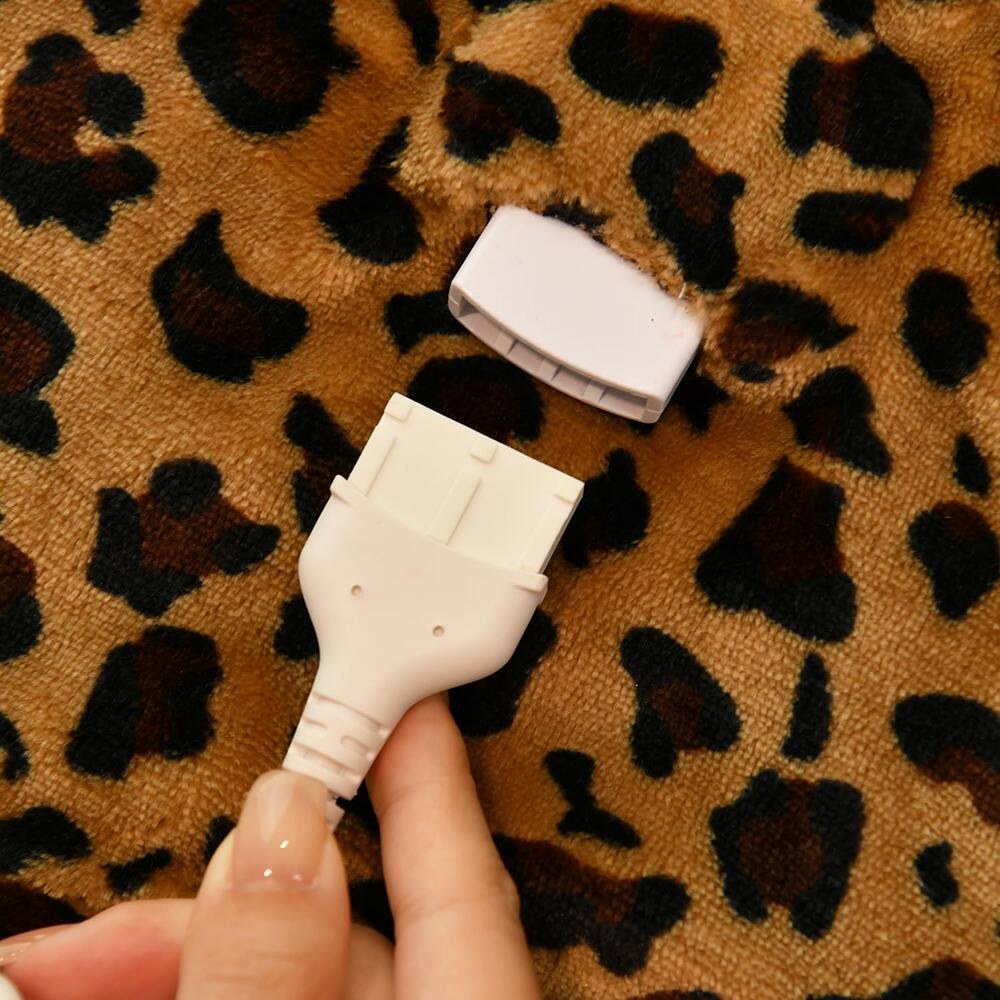 Back. MOSZAR LLC - Electric Heated Blanket, 4 Heat Levels, Auto Off, Soft Cheetah Print, 50x60 - Cheetah.