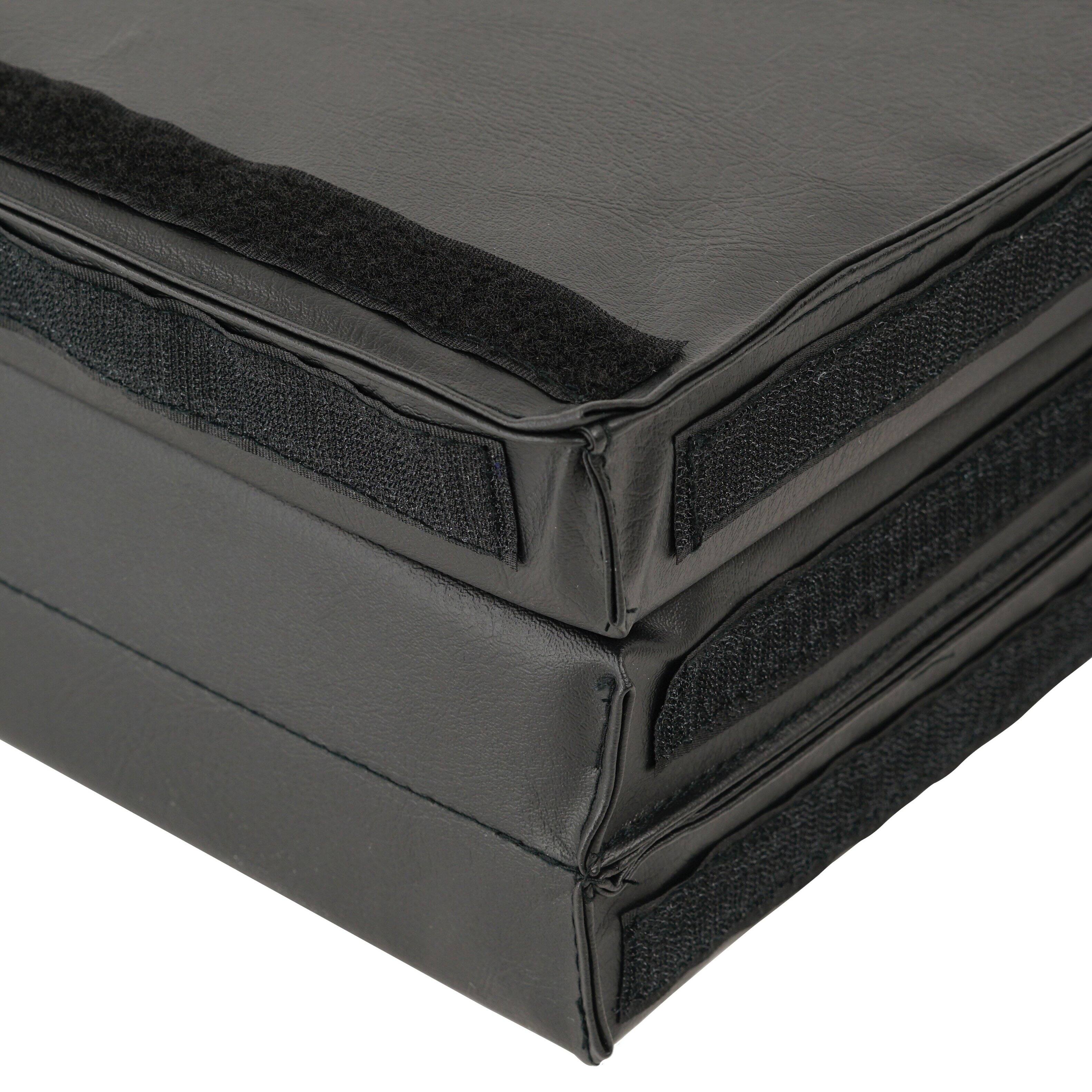 Alt View 1. Sunny Health & Fitness - Tri-Fold Exercise Mat, 2-Inch-Thick Folding Gymnastics Mat, 72” x 36” Workout Mat with Vinyl Cover, Carry Handles - Black.