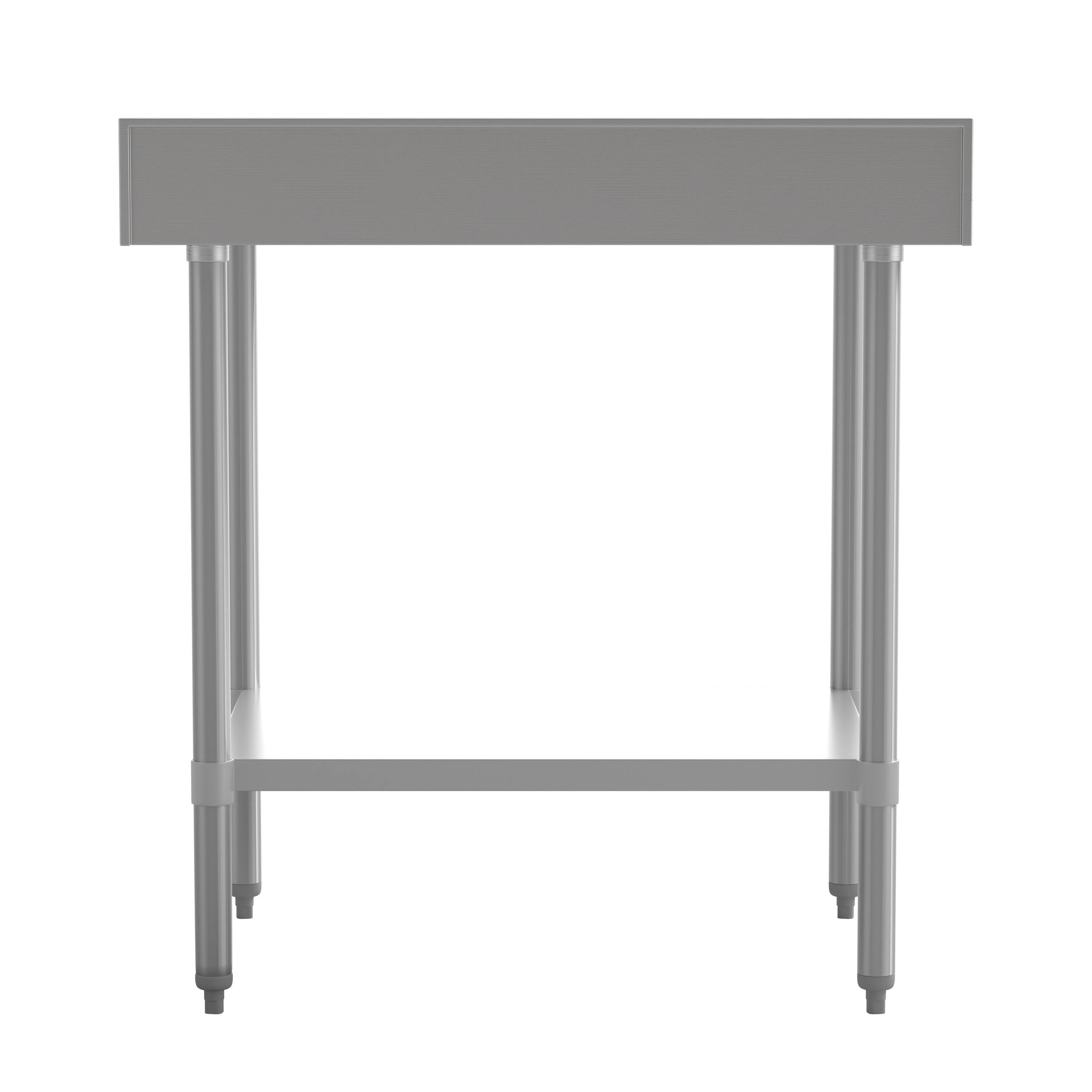 Back. Flash Furniture - Reese Commercial Grade 430 Stainless Steel 18 Gauge NSF Certified 30" x 36" Kitchen Prep and Work Table with Adjustable - Gray.