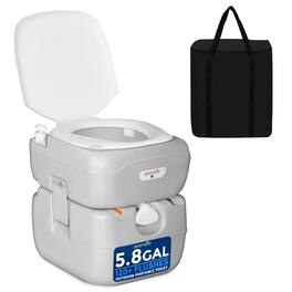 SereneLife - 5.8 Gal Portable Camping Toilet – 100+ Flushes, Detachable Tank, Carry Bag for Camping, Hiking - White