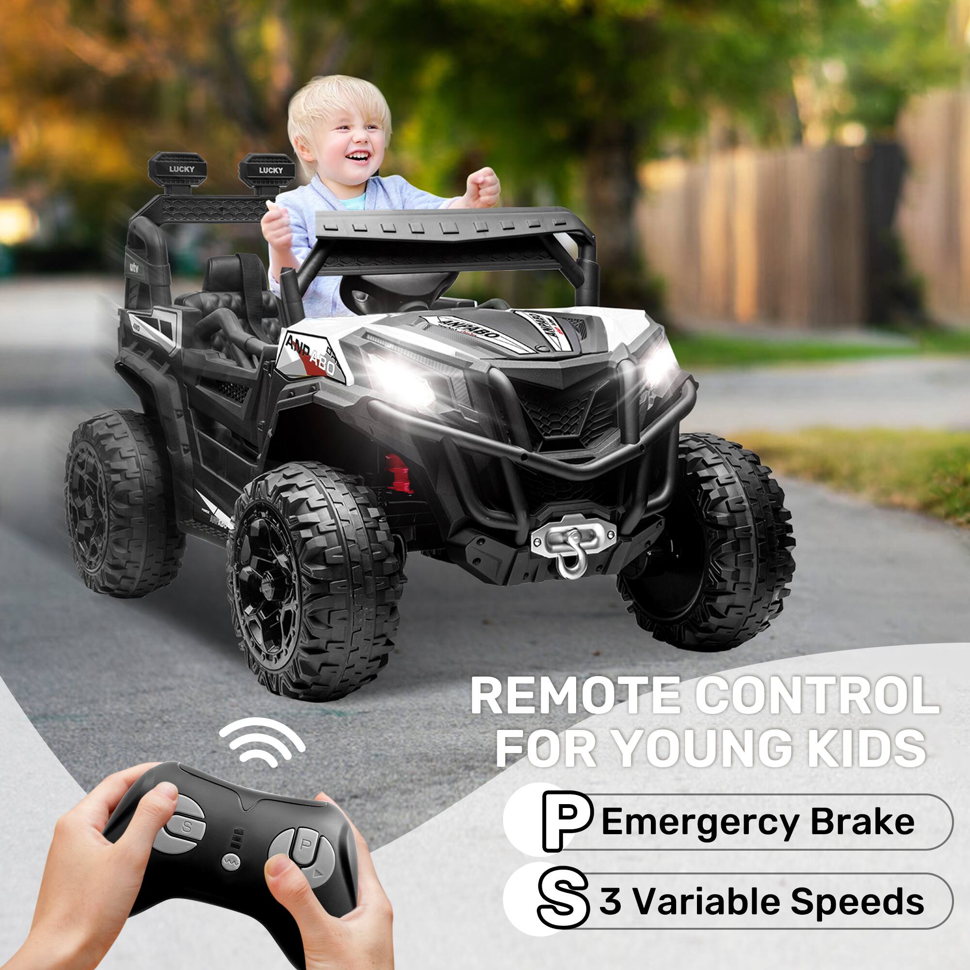 ANPABO 24V Ride On Toys for Big Kids Boys&Girls w/Remote Control, 4WD ...