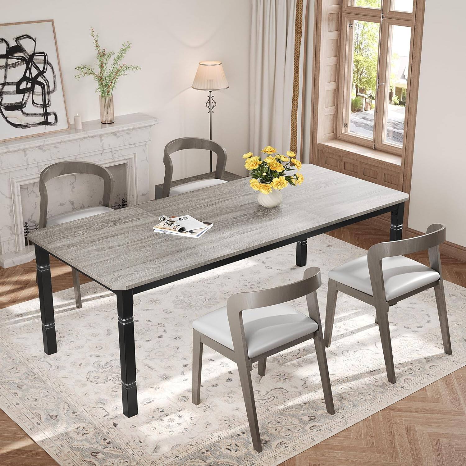 Alt View 6. Acekool - Kitchen Table 79 inch Large Industrial Dining Room Table for Dining Room, Home Office, Living Room - Multiple colors/finishes.