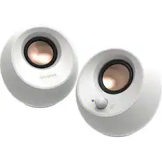 Front. Creative Labs - Creative Pebble V3 2.0 Bluetooth Speaker System - 8 W RMS - White - Desktop - 100 Hz to 17 kHz - White.