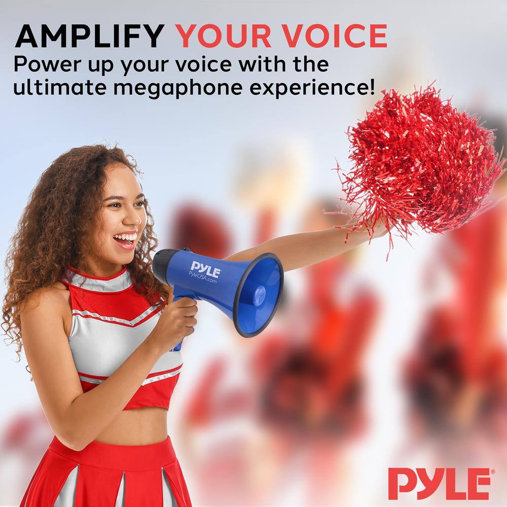 AMPLIFY YOUR VOICE  
Power up your voice with the ultimate megaphone experience!  

PYLE  
PYLEUSA.com  

PYLE