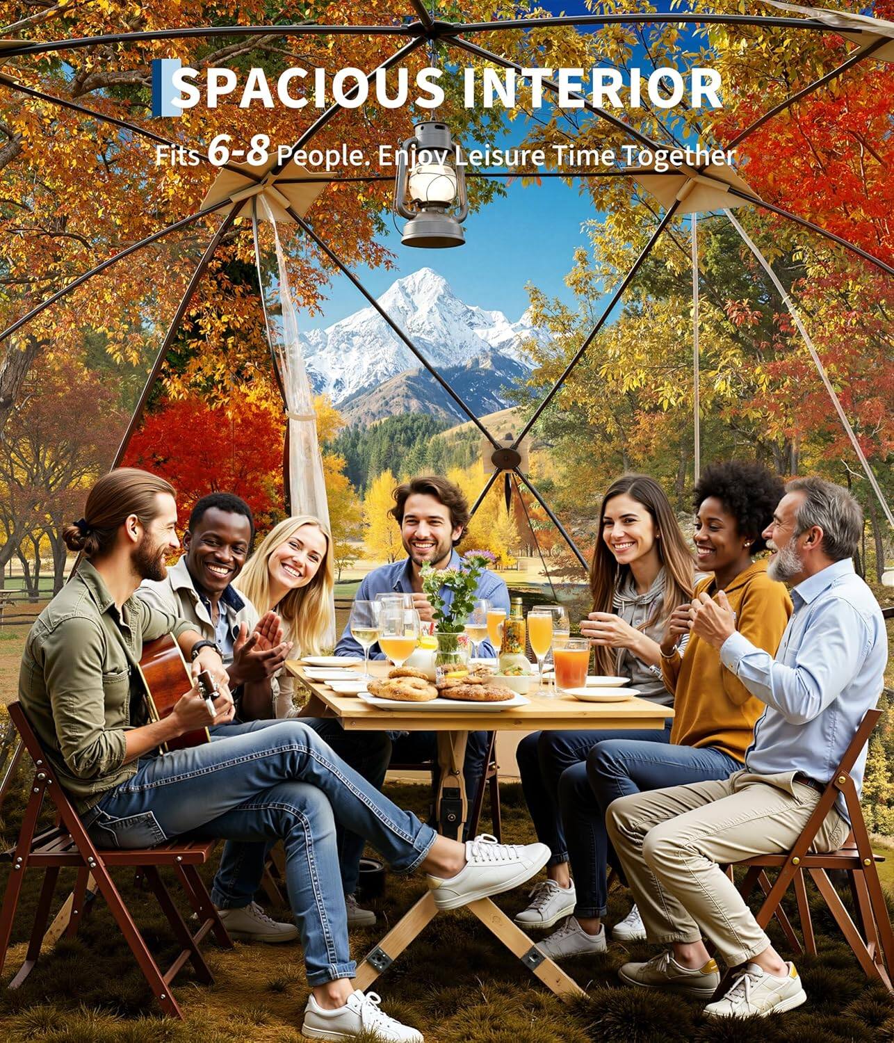 SPACIOUS INTERIOR  
Fits 6-8 People. Enjoy Leisure Time Together