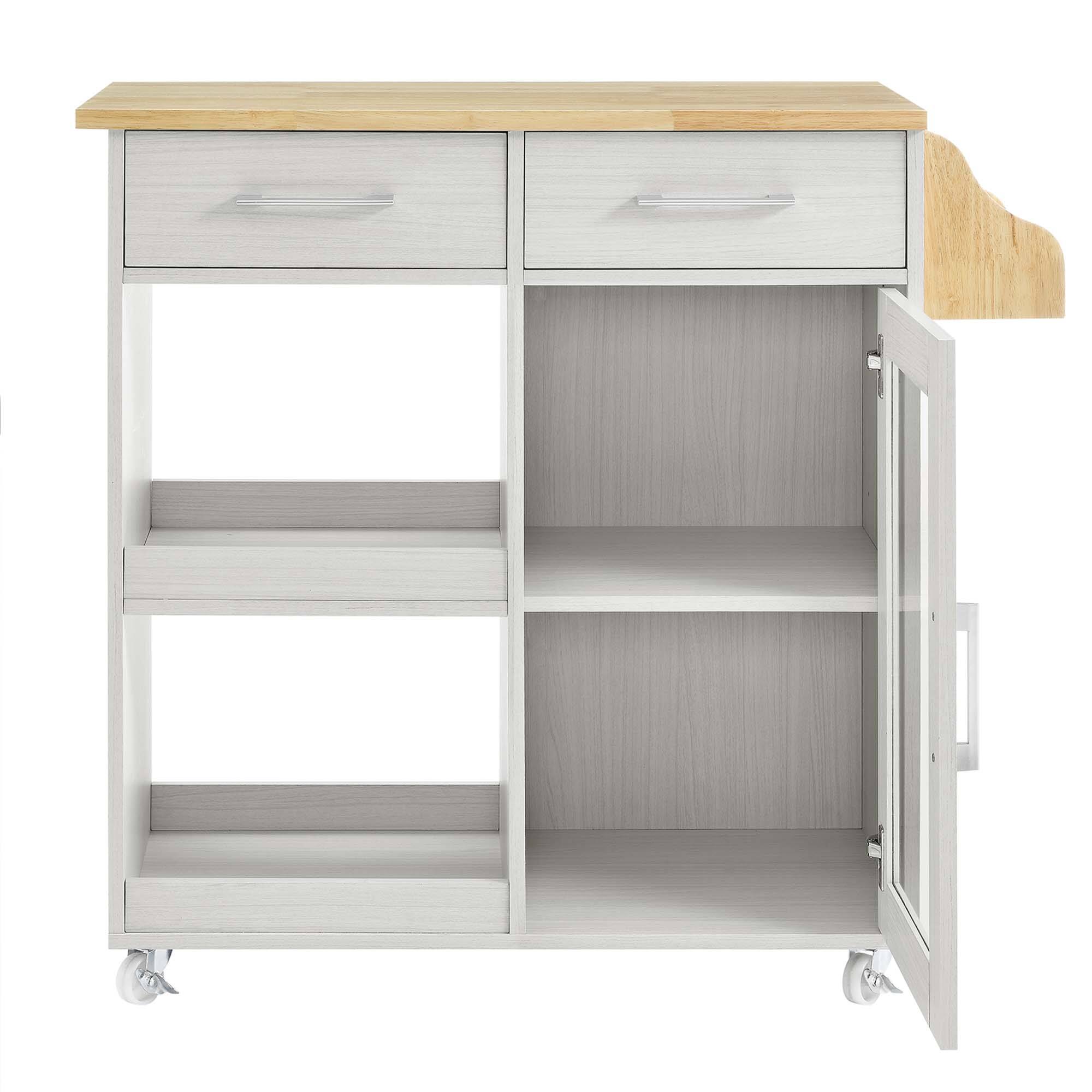 Alt View 5. Modway - Culinary Kitchen Cart With Spice Rack by Modway - White Natural.