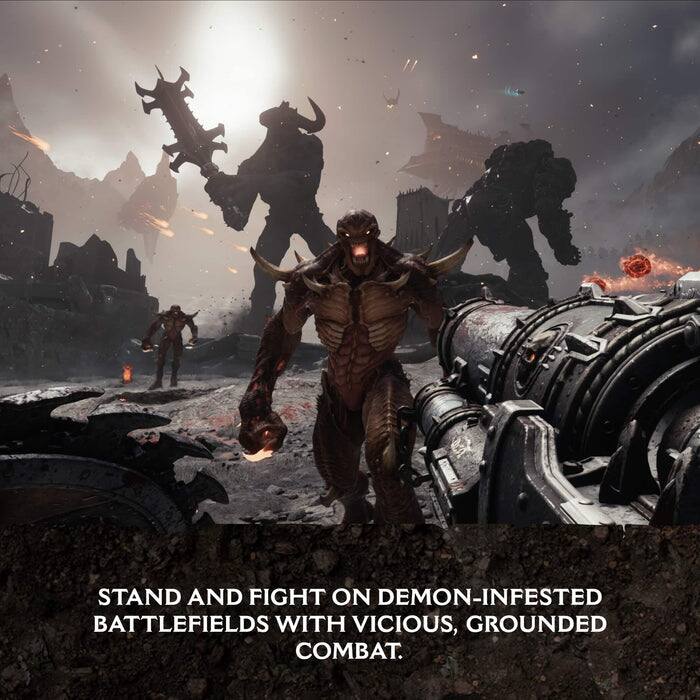 STAND AND FIGHT ON DEMON-INFESTED BATTLEFIELDS WITH VICIOUS, GROUNDED COMBAT.