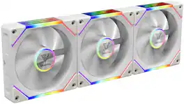 GAMDIAS - 120mm ARGB PWM Fan (3 Pack, no Hub) Reverse Fan Blade x3 - White