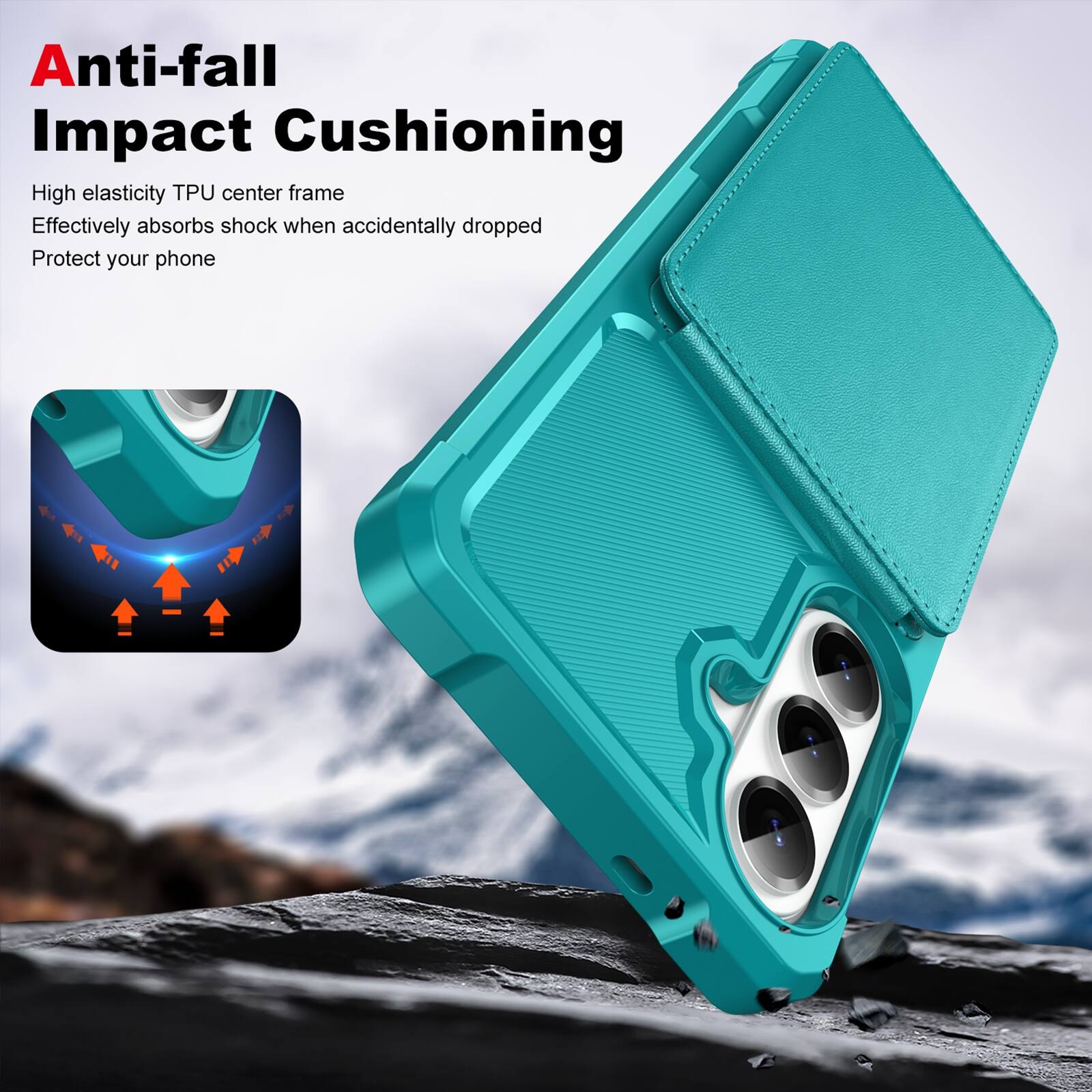 Anti-fall Impact Cushioning

High elasticity TPU center frame
Effectively absorbs shock when accidentally dropped
Protect your phone