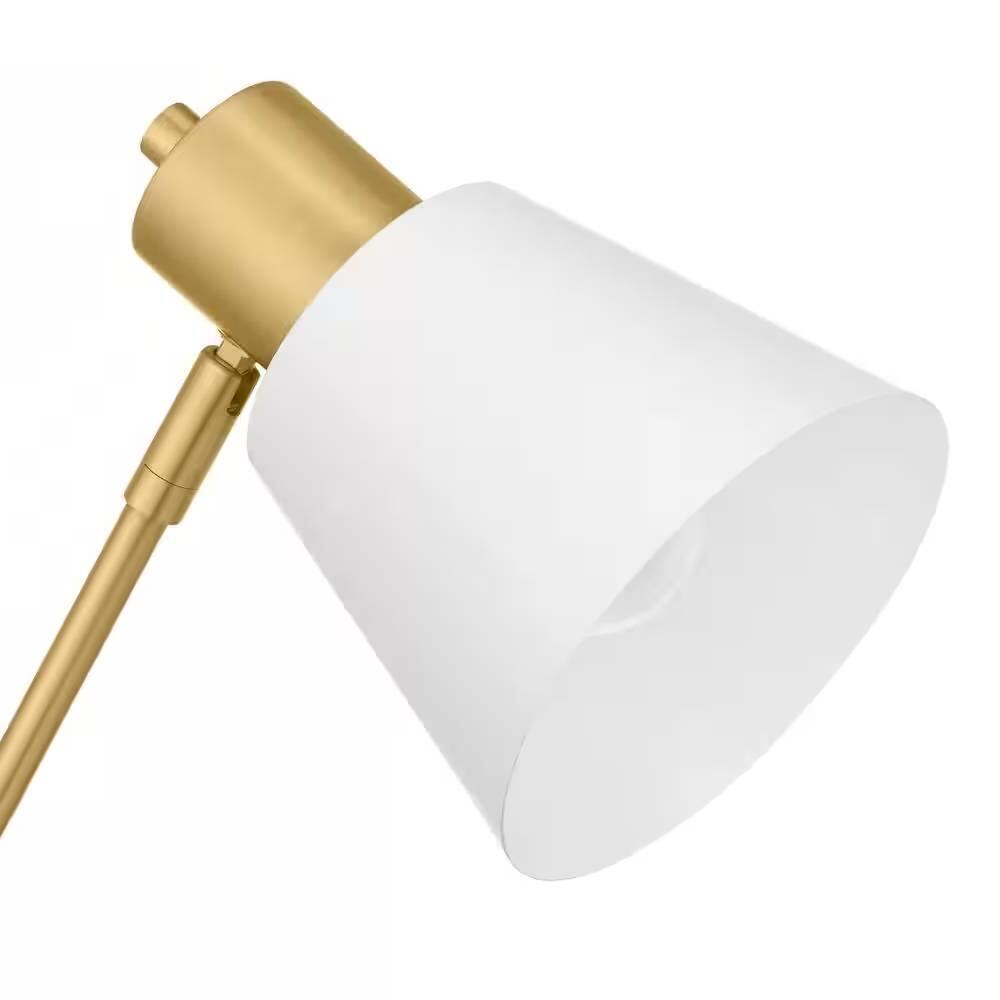Back. Hivvago - Simple Modern Gold Metal Finish Desk Light Table Lamp with White Shade - Gold.