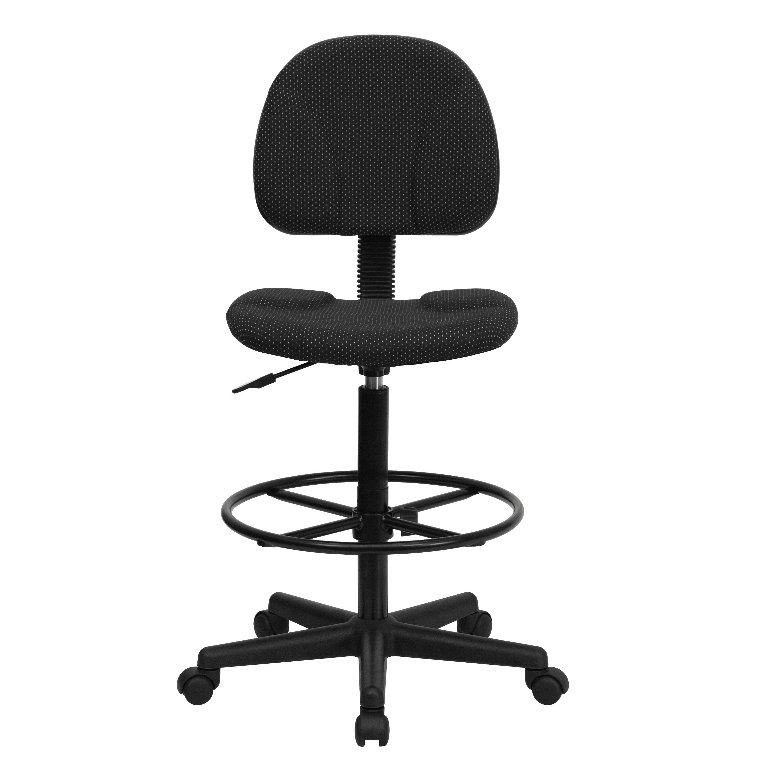 Alt View 7. Emma + Oliver - Adjustable Height Drafting Chair with Adjustable Foot Ring - Black Patterned.