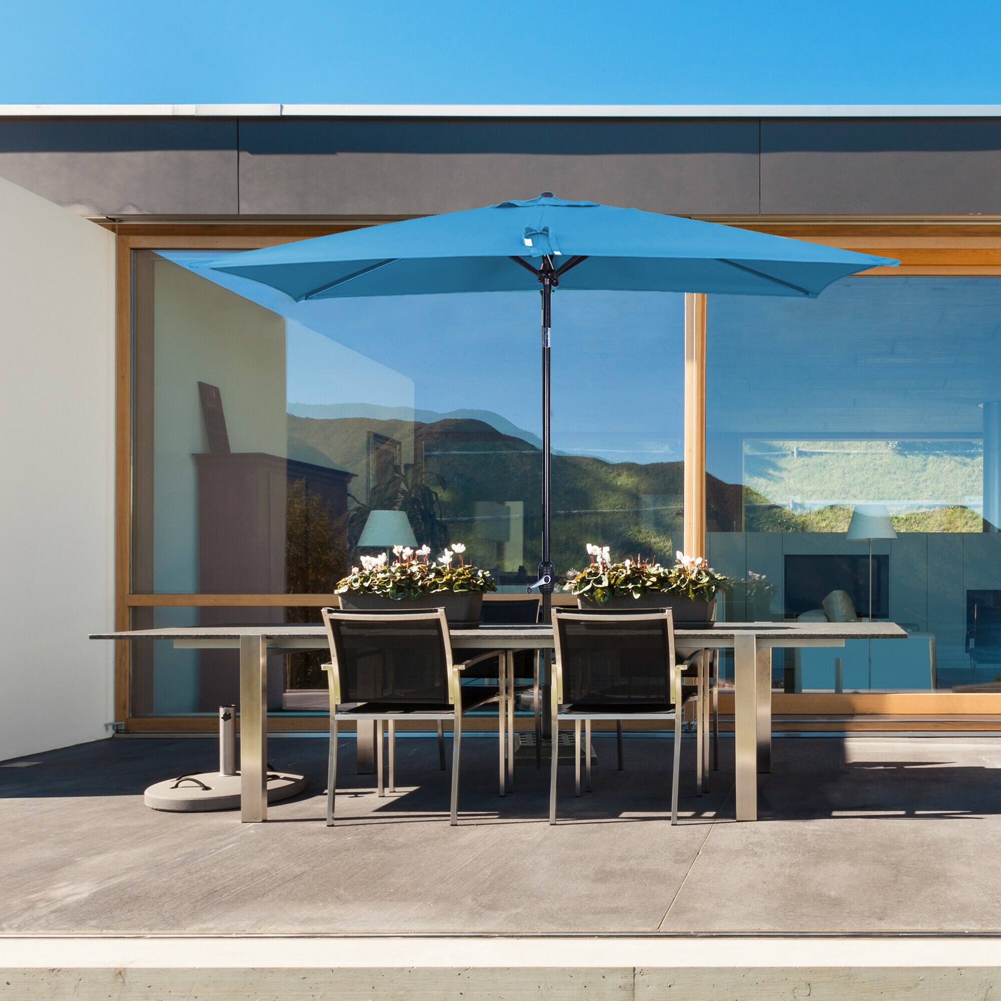 Alt View 5. Boyel Living - 10 ft. x 6.5 ft. Rectangular Market Umbrella with Waterproof and UV Resistant in Light Blue - Blue.