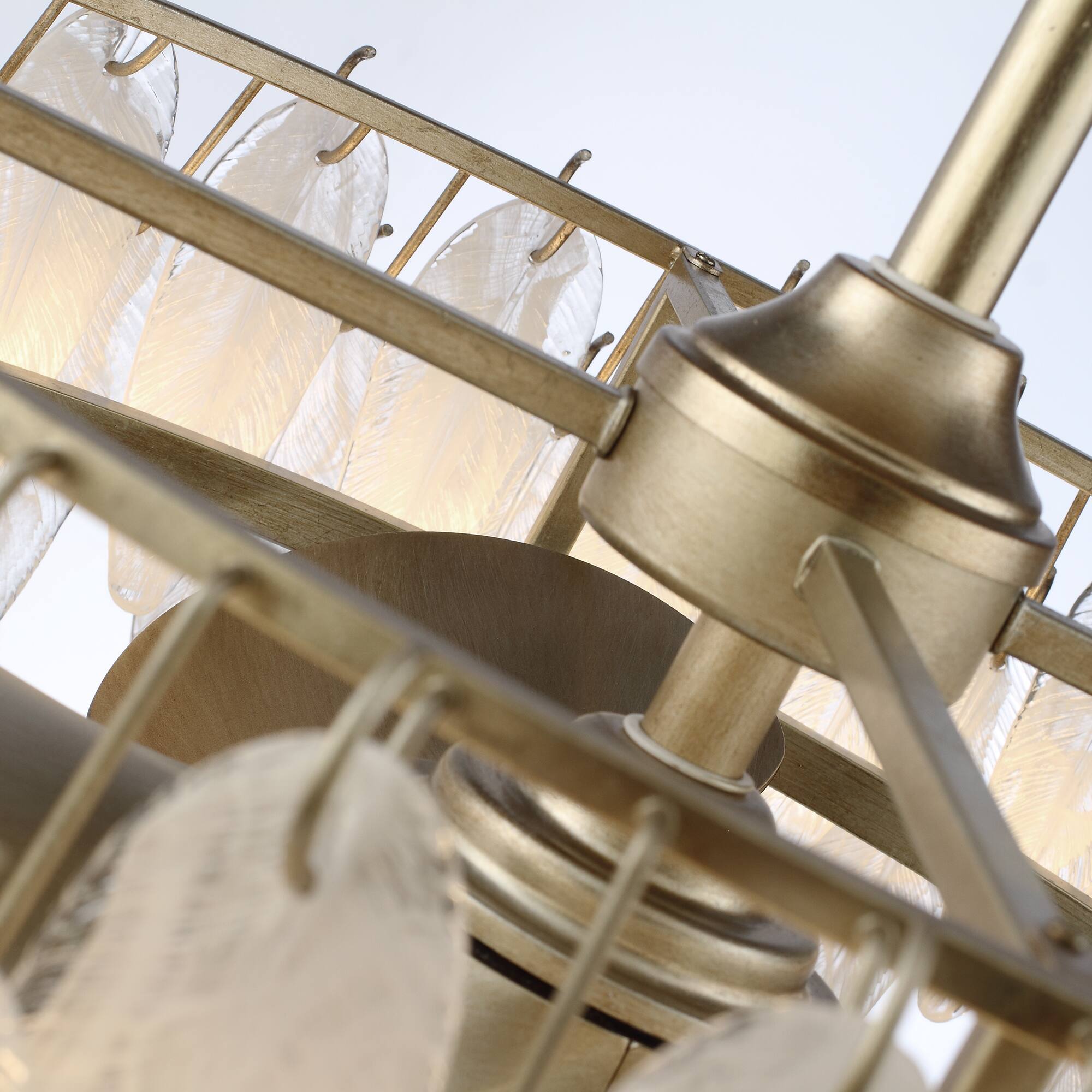 Alt View 10. Parrot Uncle - 32" French Elegant Antique silver Glass Feather LED Fandelier Ceiling Fan with Remote - Antique Silver.