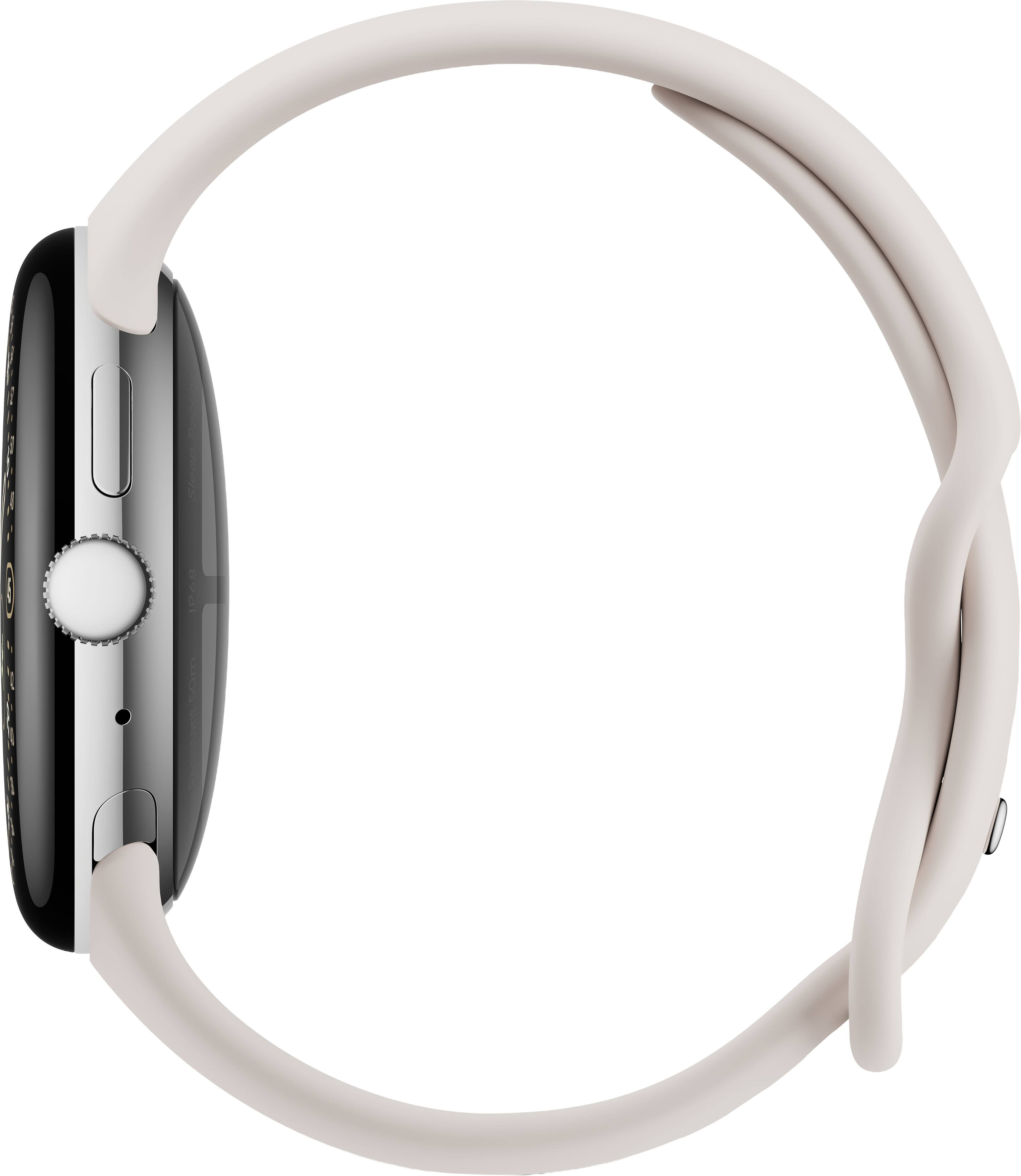 Alt View 2. Google - Google Pixel Watch 4 (45mm) - Wi-Fi - Polished Silver Case - Porcelain Band.