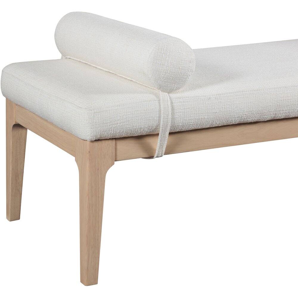 Alt View 4. Meridian Furniture - Priscilla Cream Linen Textured Fabric Bench - Beige.