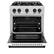 Left. ZLINE - ZLINE Autograph 30 in. Select Dual Fuel Satin Steel Range w/ White & Black Accents (HDRSZ-WM-30-MB) - White Matte.