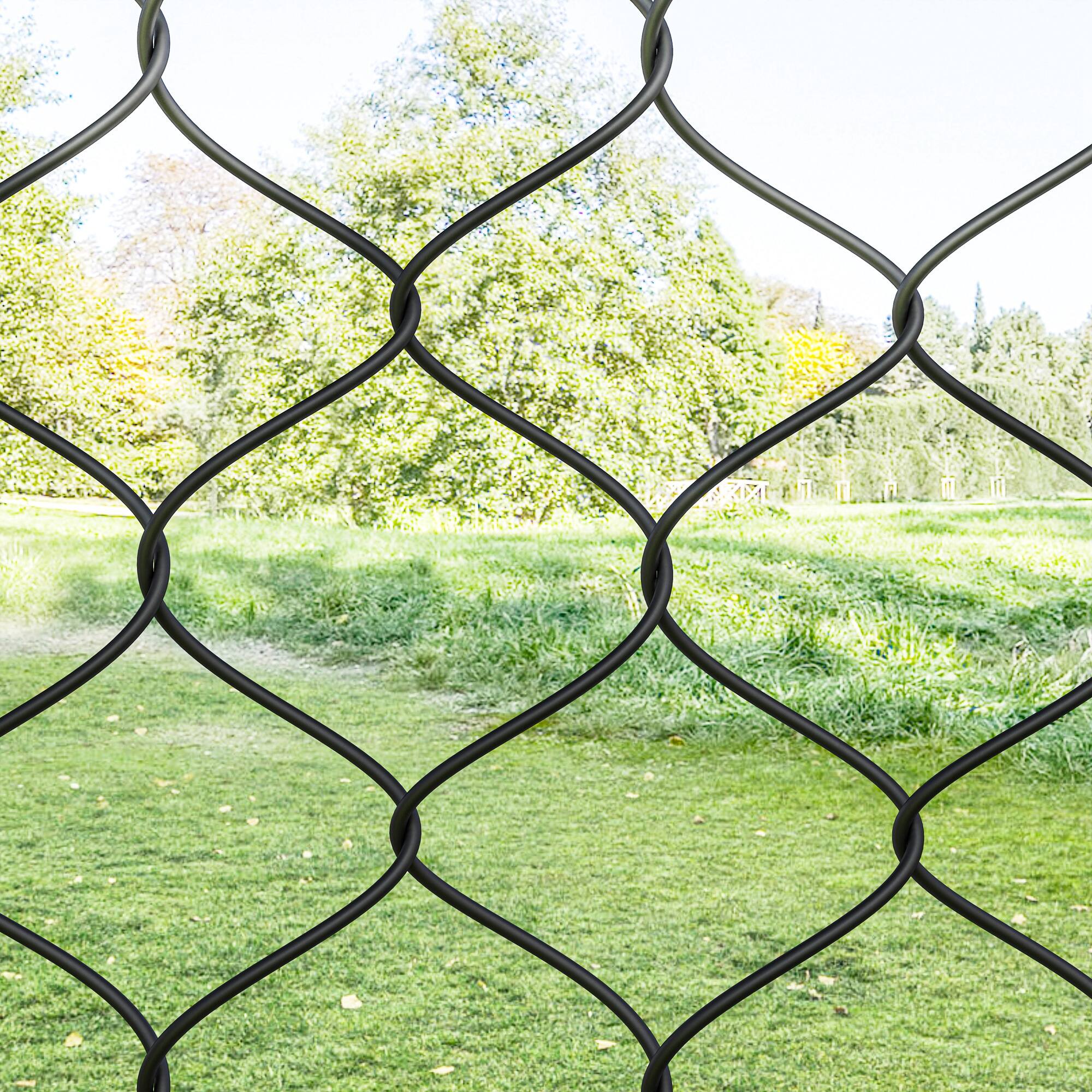 Alt View 8. Outsunny - Garden Gate Chain Link Fence Gate, Galvanized Steel Garden Door for Yard Entrance Way, 26-47 in. W x 6 ft. H - Black.