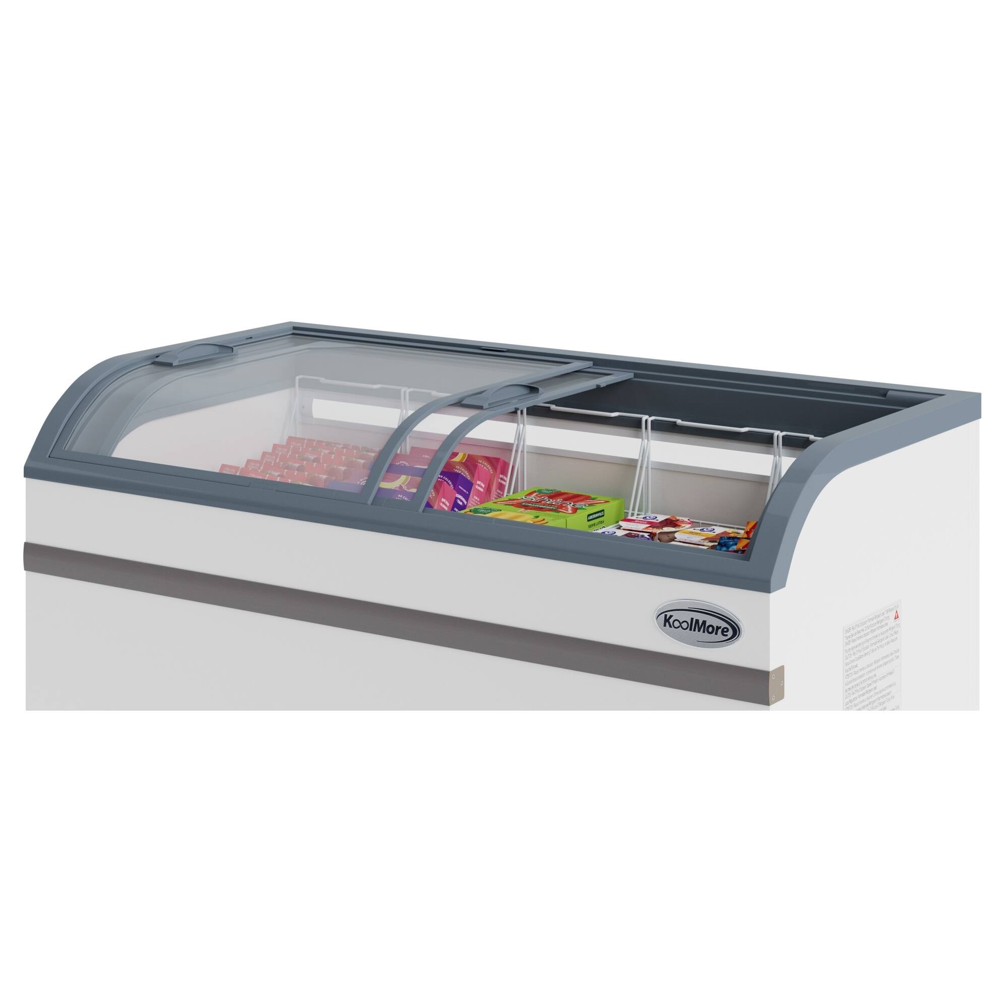 Left. Koolmore - 58 Inch Manual Defrost Island Chest Freezer 14 cu. ft. Capacity in White - White.