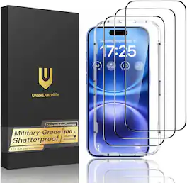 UNBREAKcable - 3-Pack Full Coverage Screen Protector Tempered Glass for iPhone 15/16 - Clear
