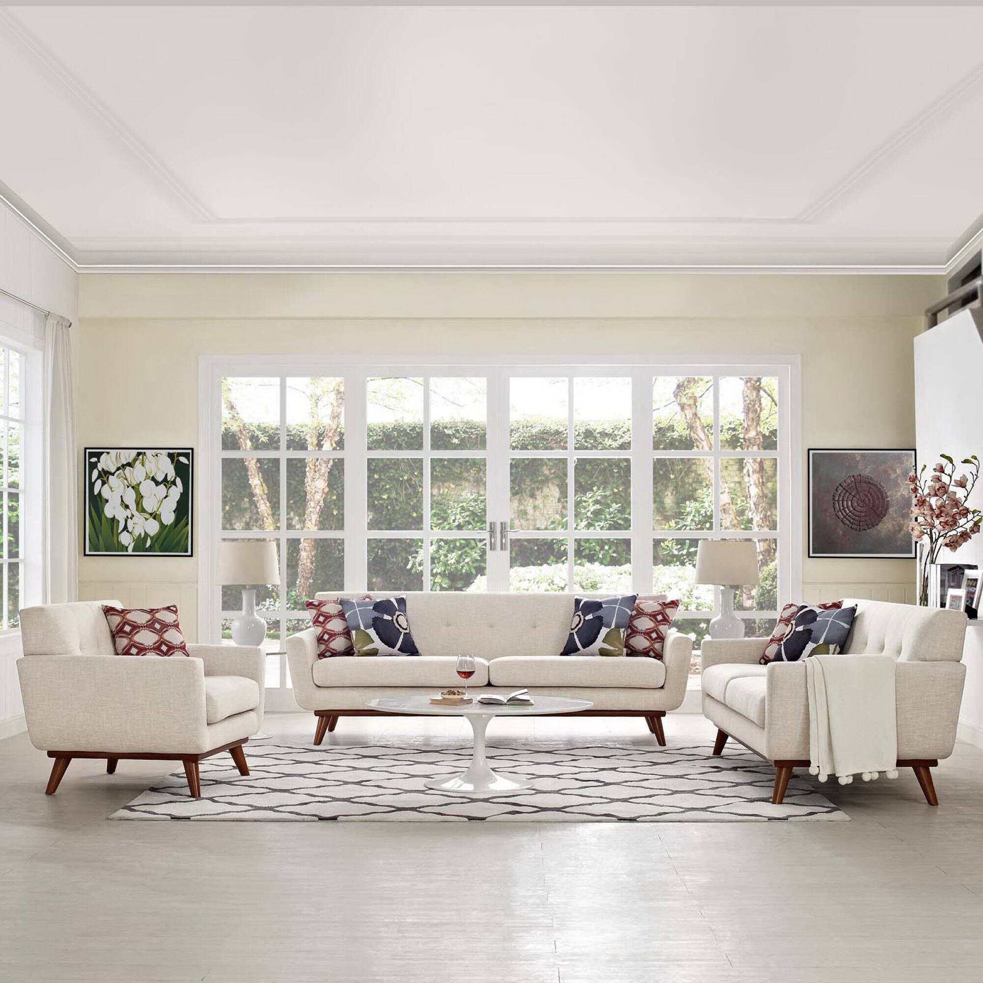 Alt View 4. Modway - Engage Sofa Loveseat and Armchair Set of 3 by Modway - Brown.