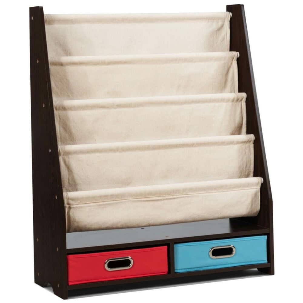 Kadyn - Kids Book and Toys Organizer Shelves-Coffee, Kids Toy Storage for Kids, Boys, Girls, Nursery - Brown