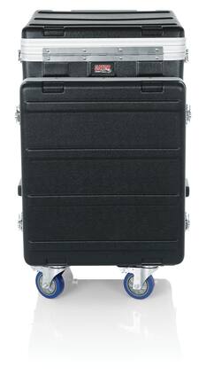Gator - 10U Top, 12U Side Console Audio Rack with Casters, High-Density Polyethylene Construction and Threaded Rack Rail