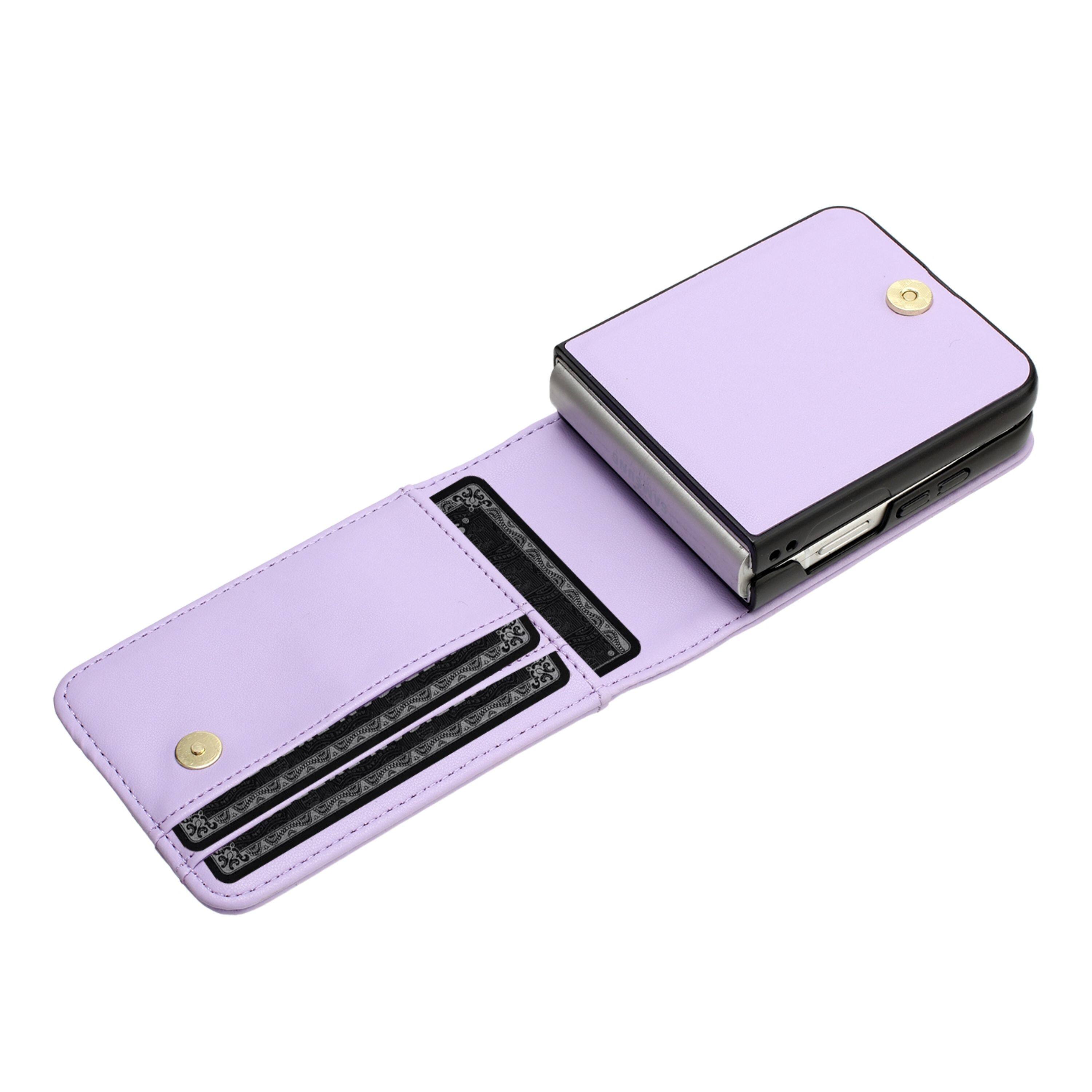 Left. Kitcheniva - Vegan Leather Phone Wallet Case For Samsung Galaxy Z Flip 6 Rose Gold - Rose Gold.