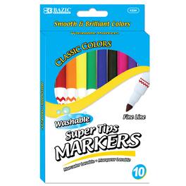 BAZIC Products - Washable Markers Super Tip 10 colors