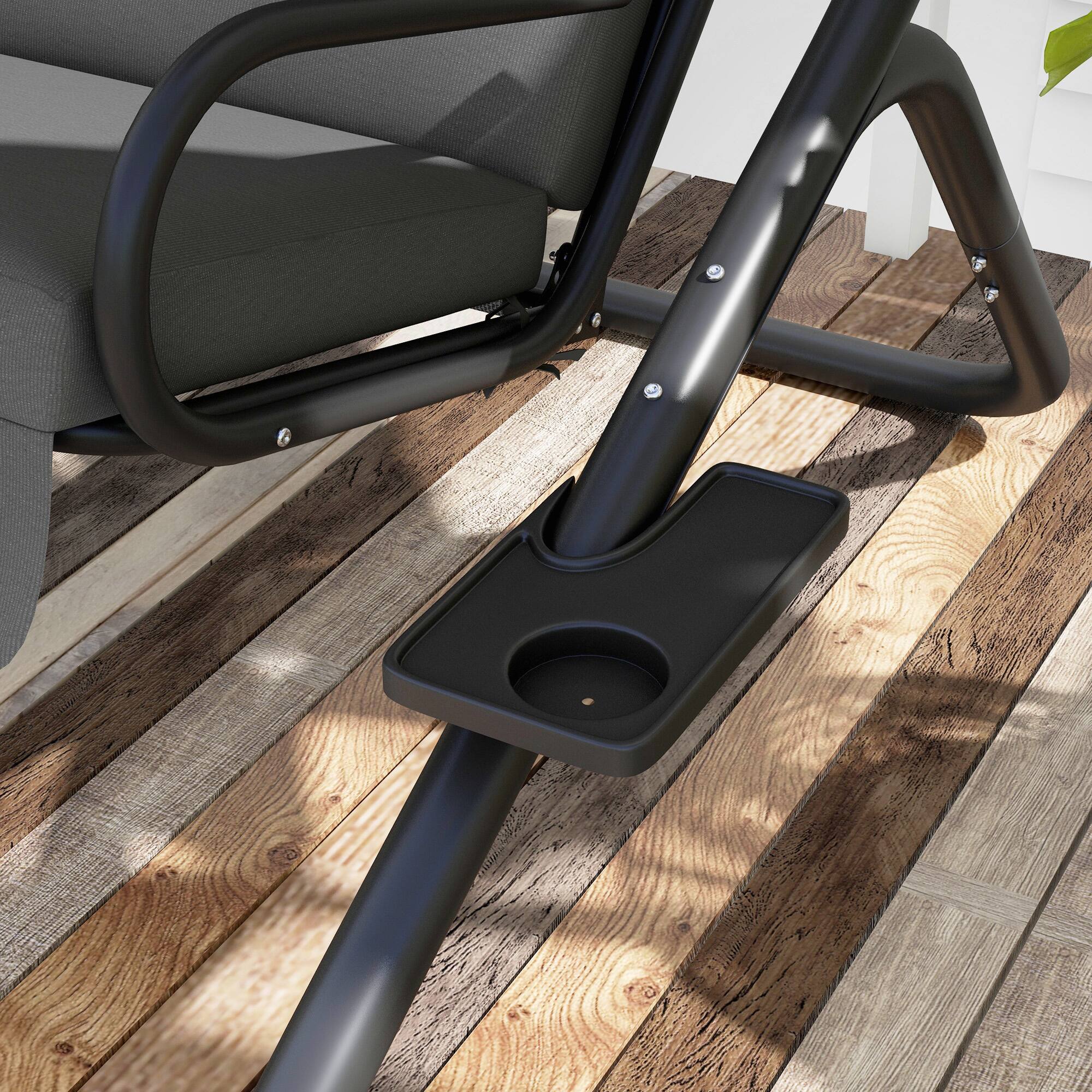 Alt View 5. Outsunny - Outsunny Patio Swing Chair with 2 Separate Seats Outdoor Swing with Removable Canopy and Cup Holders for Porch.