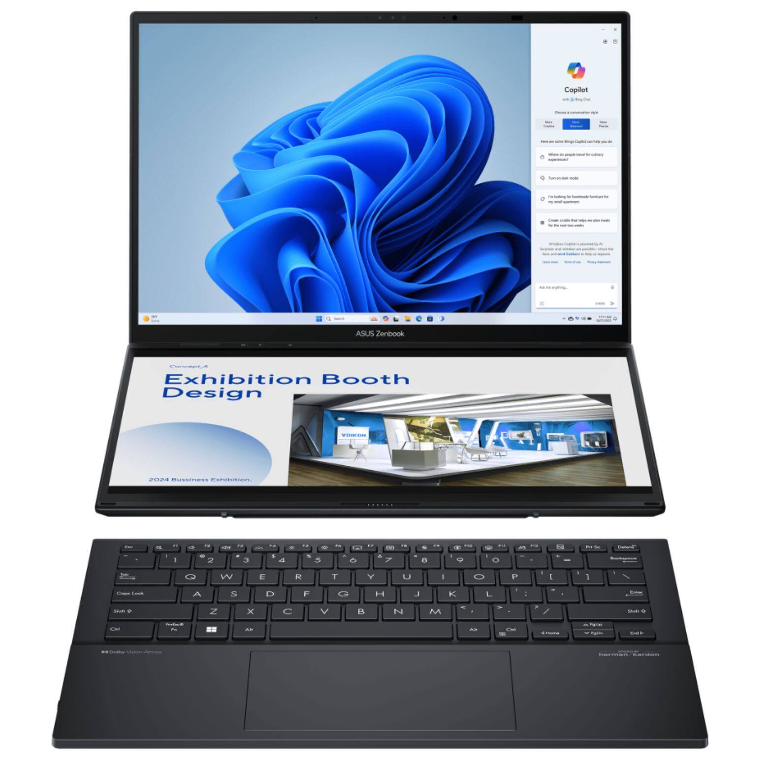Copilot - ASUS Zenbook - Exhibition Booth Design  
ON  
...  
- - n - 1 - - - 2 - .. 3 - .. a - .. . - a - 1 . 6e .. -  7 .. - .. - . O D - 14 - - - 3 C W E R T Y U I O P I 1 - ! A S D F G H J K L - - . - - - N x C V B 0a M - - . / - . -- - - - - -- - C