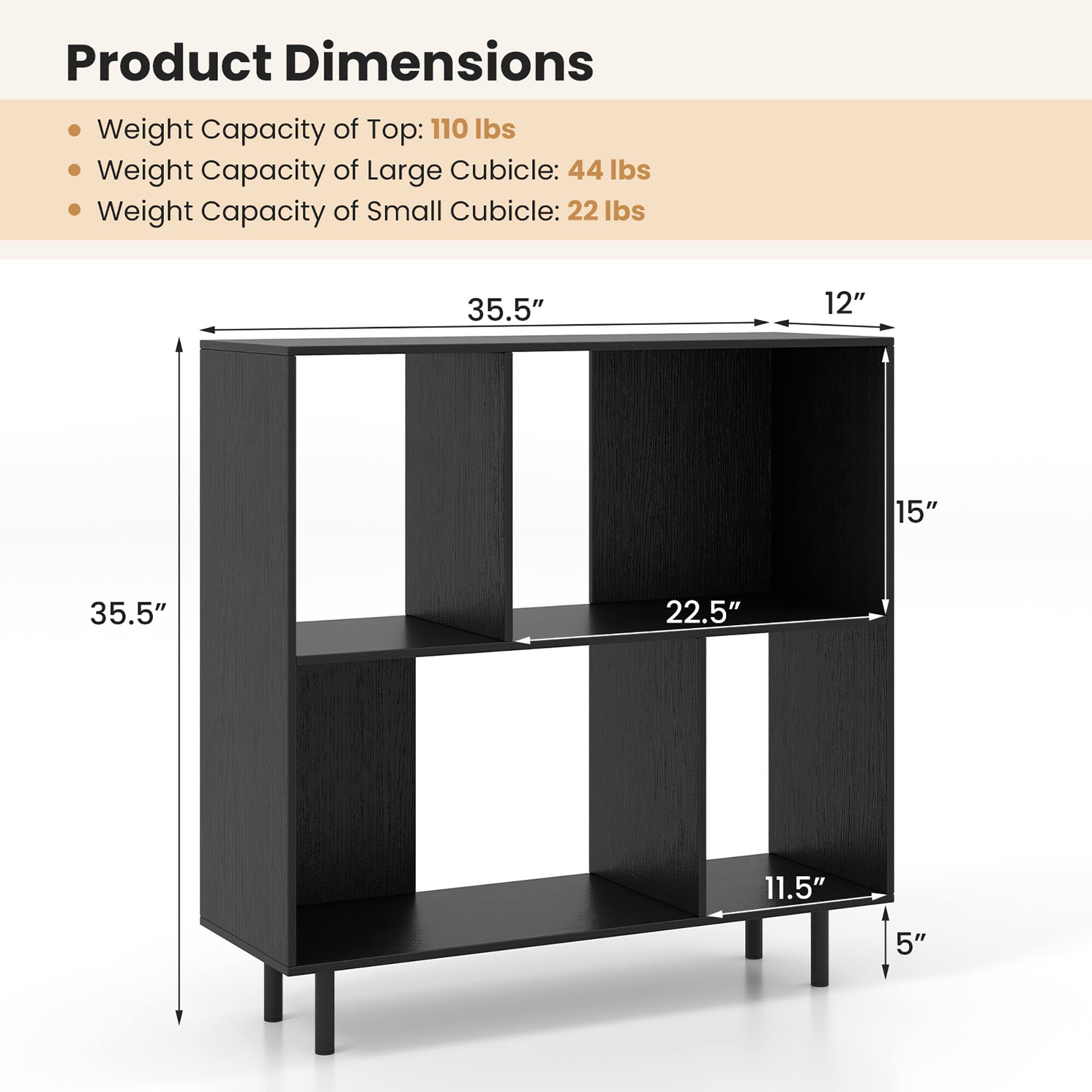 Product Dimensions

Weight Capacity of Top: 110 lbs
Weight Capacity of Large Cubicle: 44 lbs
Weight Capacity of Small Cubicle: 22 lbs

35.5"
12"
15"
35.5"
22.5"
11.5"
5"