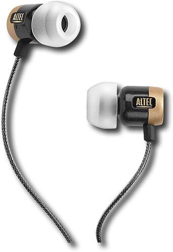 Front Standard. Altec Lansing - BackBeat Pro Noise-Isolating Ear Bud Headphones - Metallic Black/Gold.