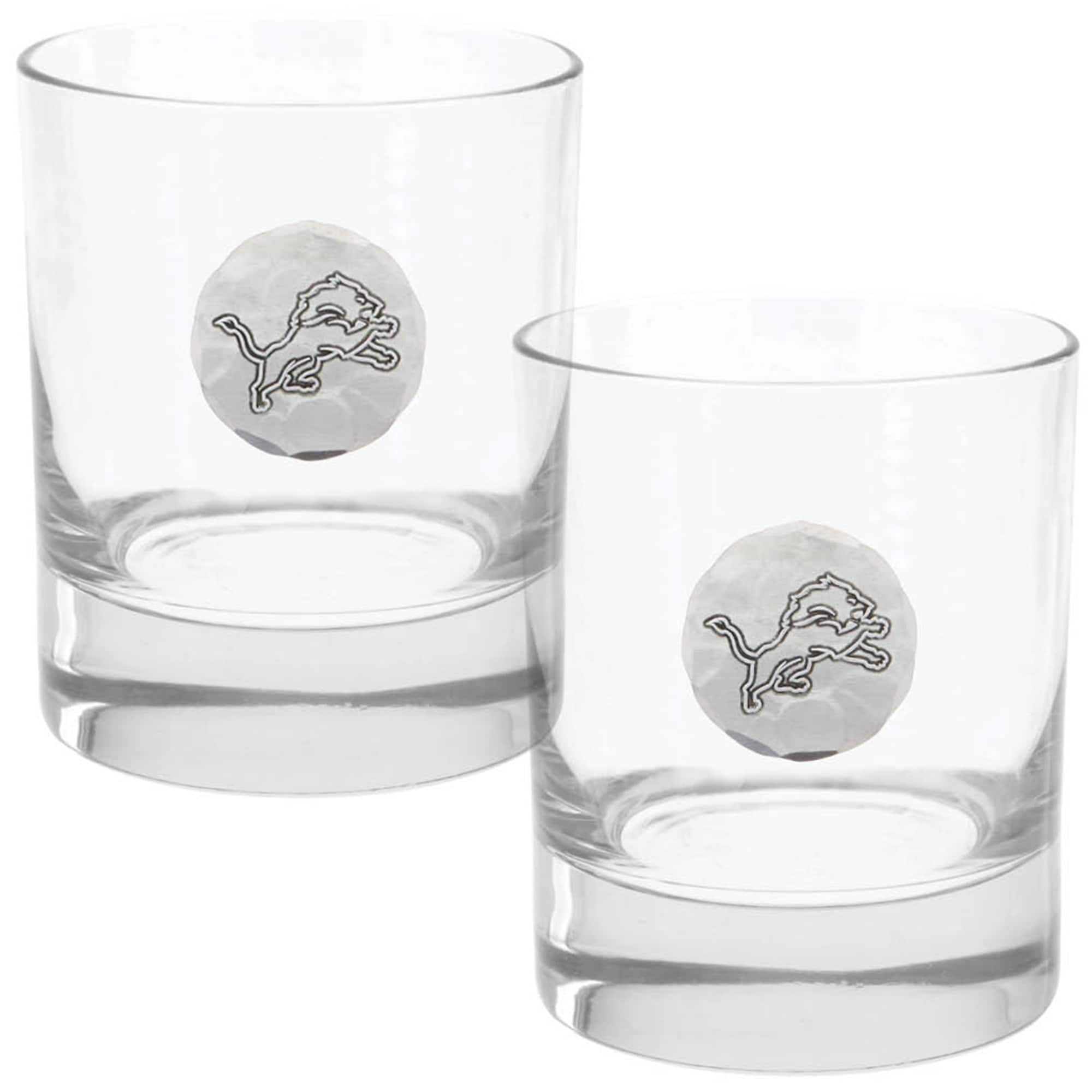 Front. Wendell August Forge - Detroit Lions Two-Piece 11oz. Rocks Glass Set - Multicolor.