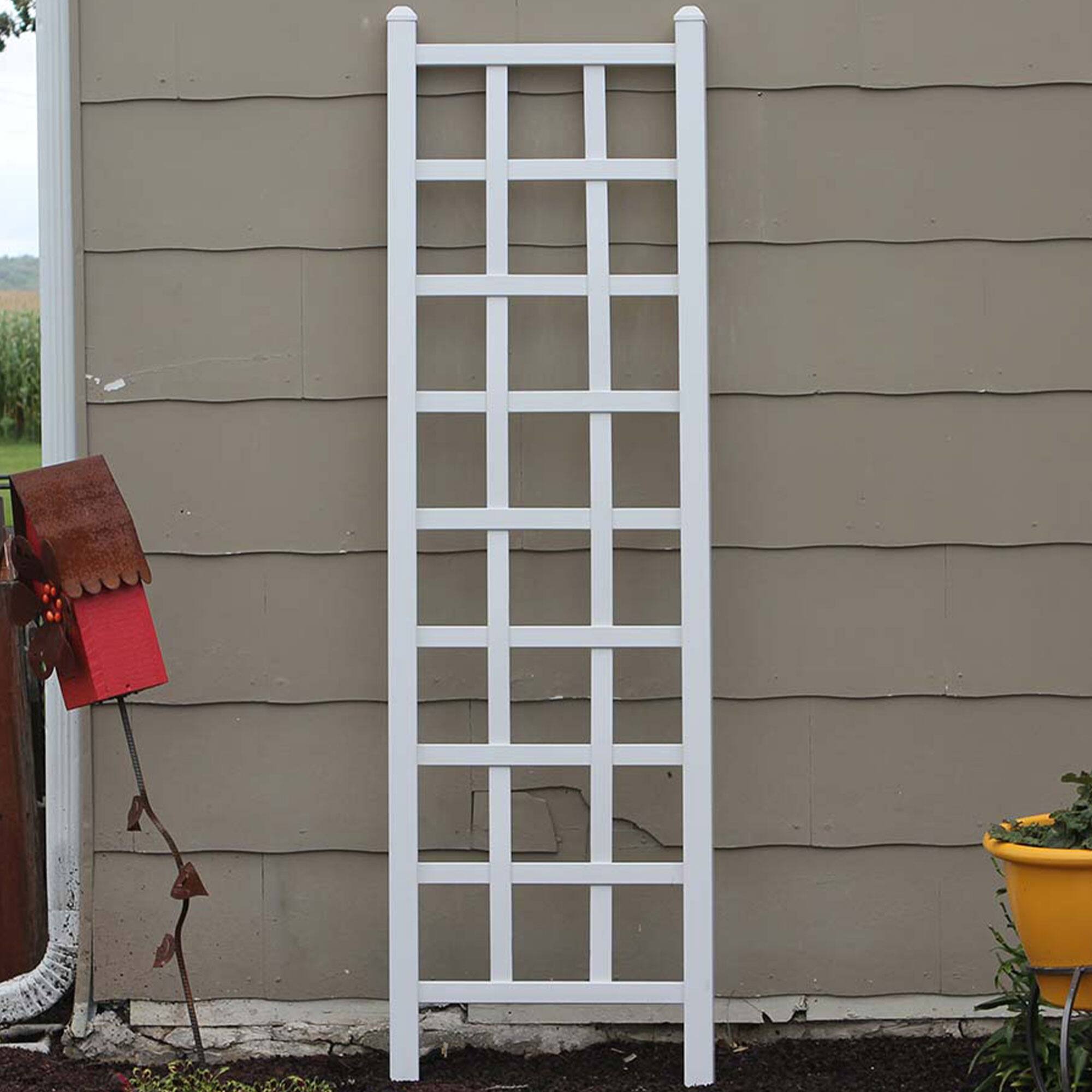 Alt View 3. Dura-Trel - Dura-Trel Providence 22 x 75 Inch PVC Vinyl Outdoor Garden Patio Trellis, White - White.
