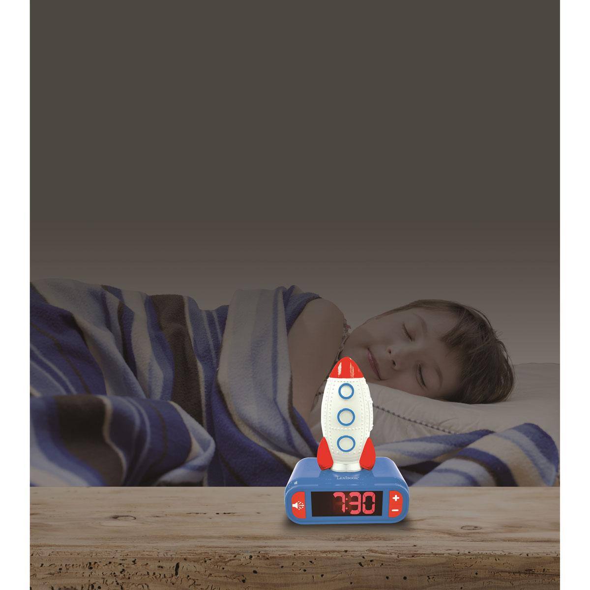 Alt View 5. Lexibook - Alarm Clock with Rocket 3D design Night Light and sound effects - Red.