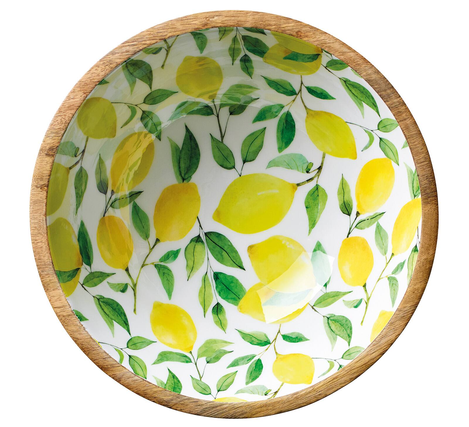 Alt View 1. Zassenhaus - Mango Wood Lacquered Medium Serving Bowl, 11.75" x 4.5", Lemon - Lemon.