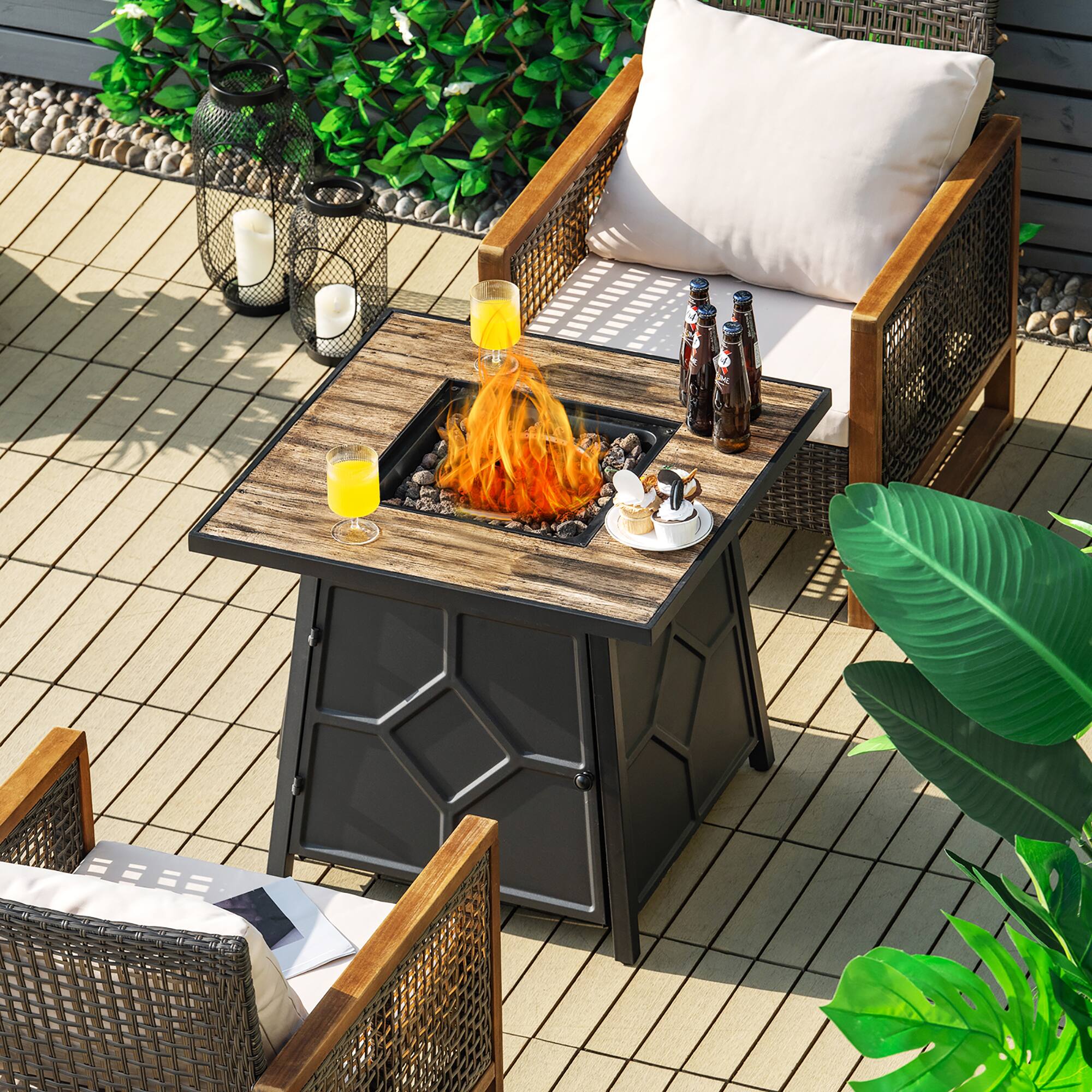 Alt View 2. Costway - Costway 28 Inches Propane Gas Fire Pit Table  40,000 BTU Outdoor Heater W/Cover - Black,Brown.