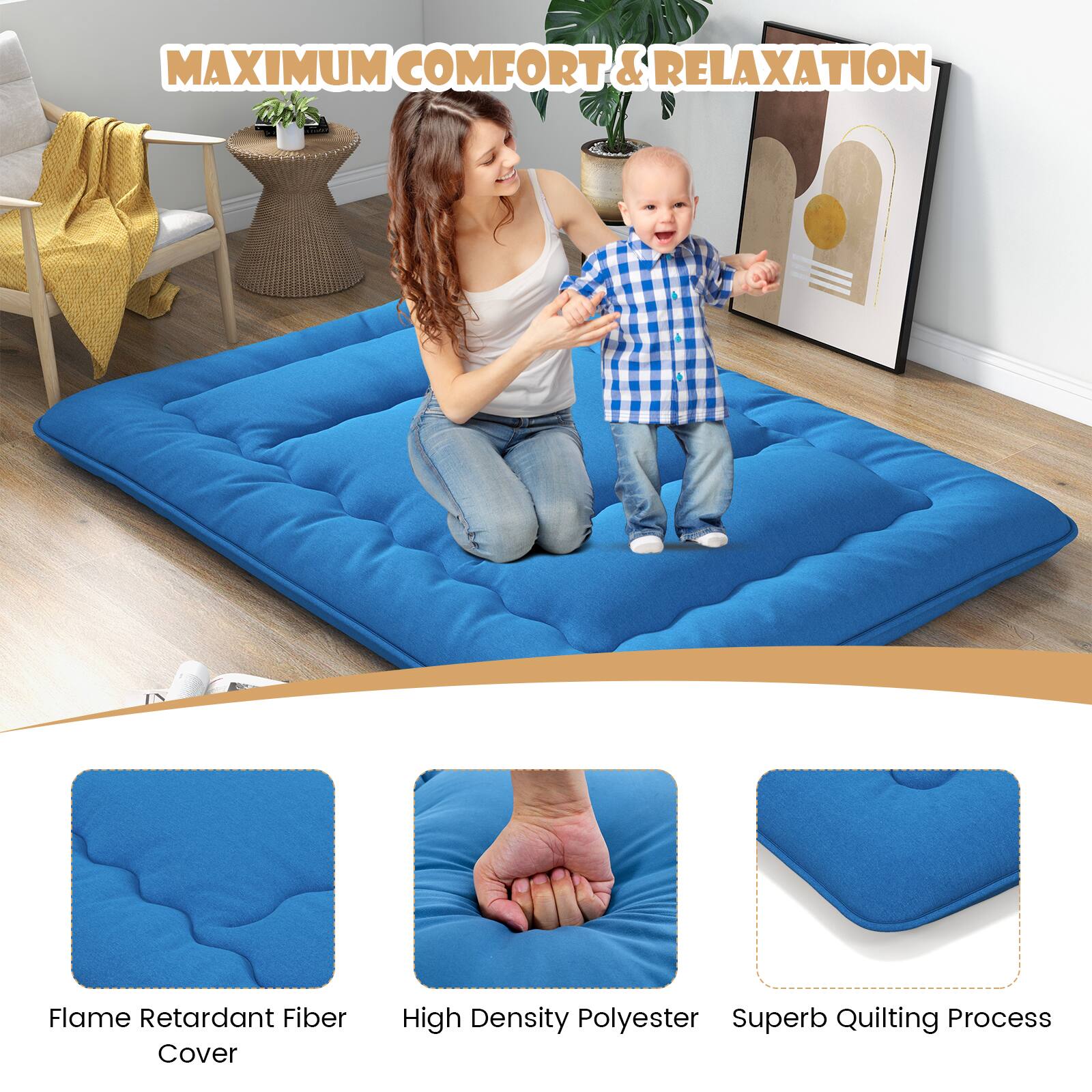 MAXIMUM COMFORT & RELAXATION

- Flame Retardant Fiber Cover
- High Density Polyester
- Superb Quilting Process