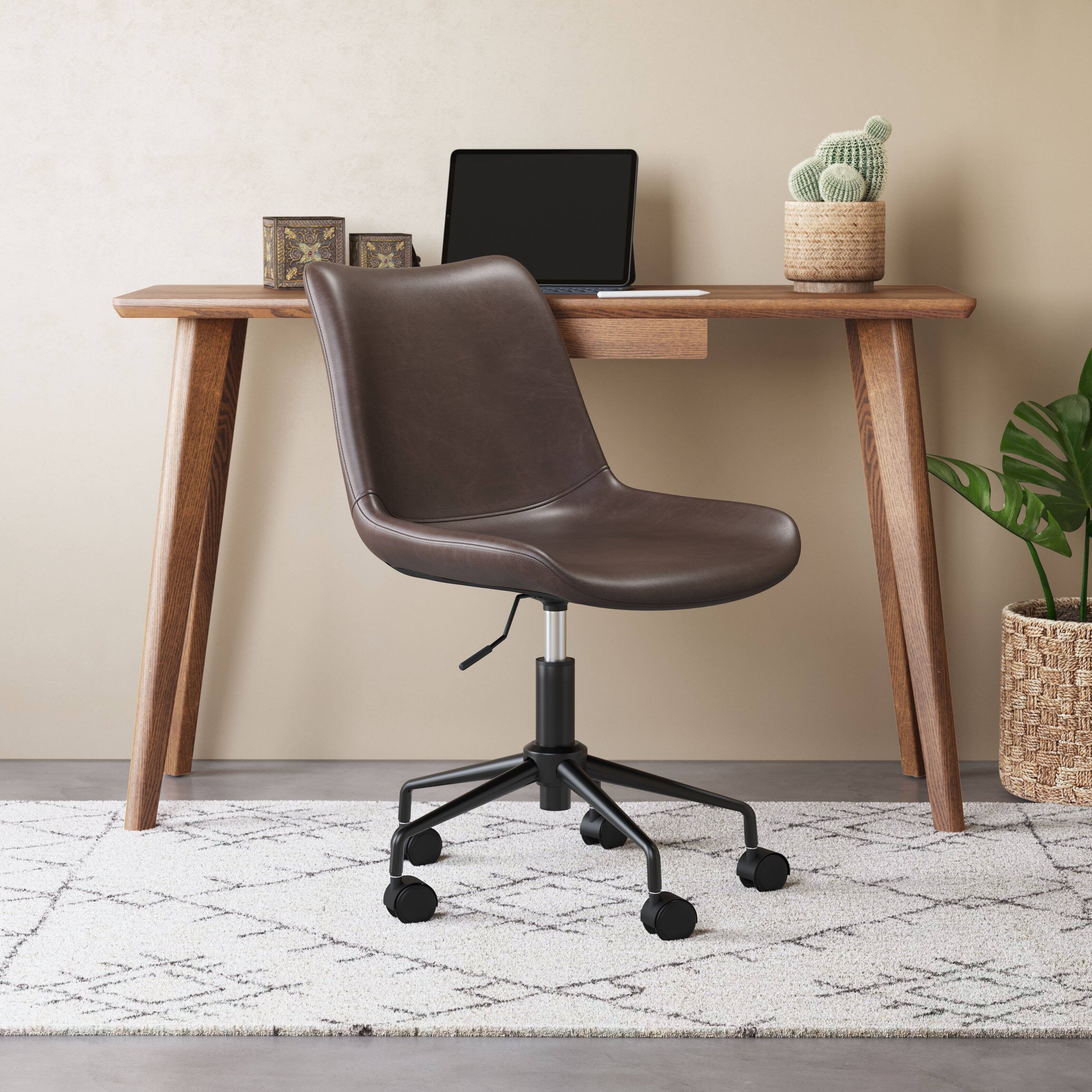 Angle. Hivvago - Byron Office Chair Brown - Brown.