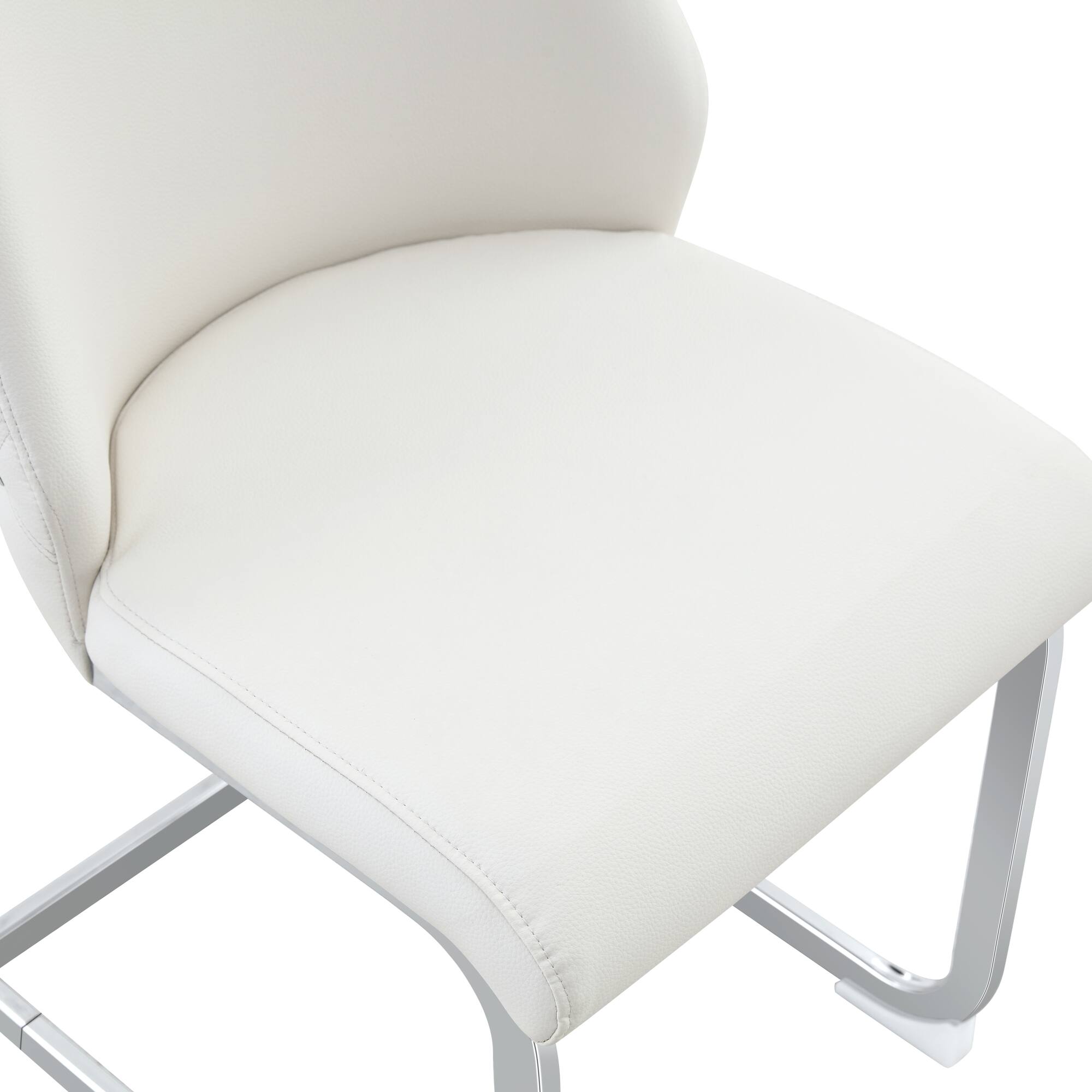 Alt View 10. GOODSILO - Set of 2 Modern Upholstered Dining Chairs with Elegant Metal Accents and High-Resilience Foam Cushions - White.