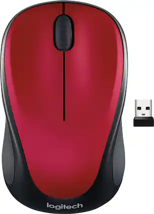 Front. Logitech - M317 Wireless Optical Mouse - Red.