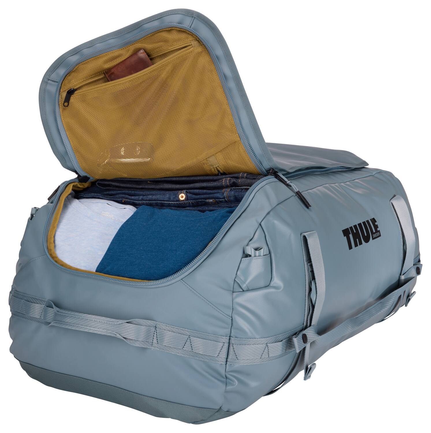 Angle. Thule - Chasm Duffel Bag – Extra-Large 90L Rugged Adventure Travel Gear - Pond Gray.
