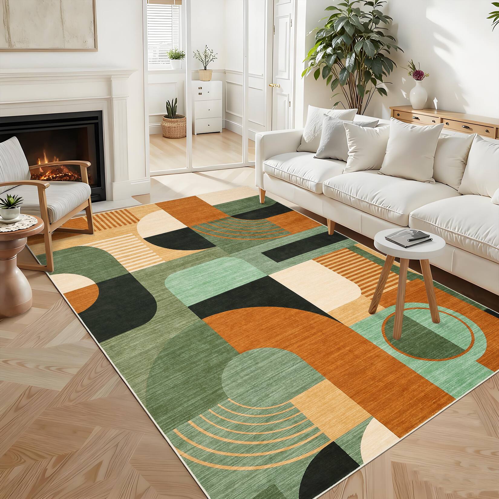GARVEE Machine Washable Geometric Area Rug for Bedroom Kitchen Non Slip ...