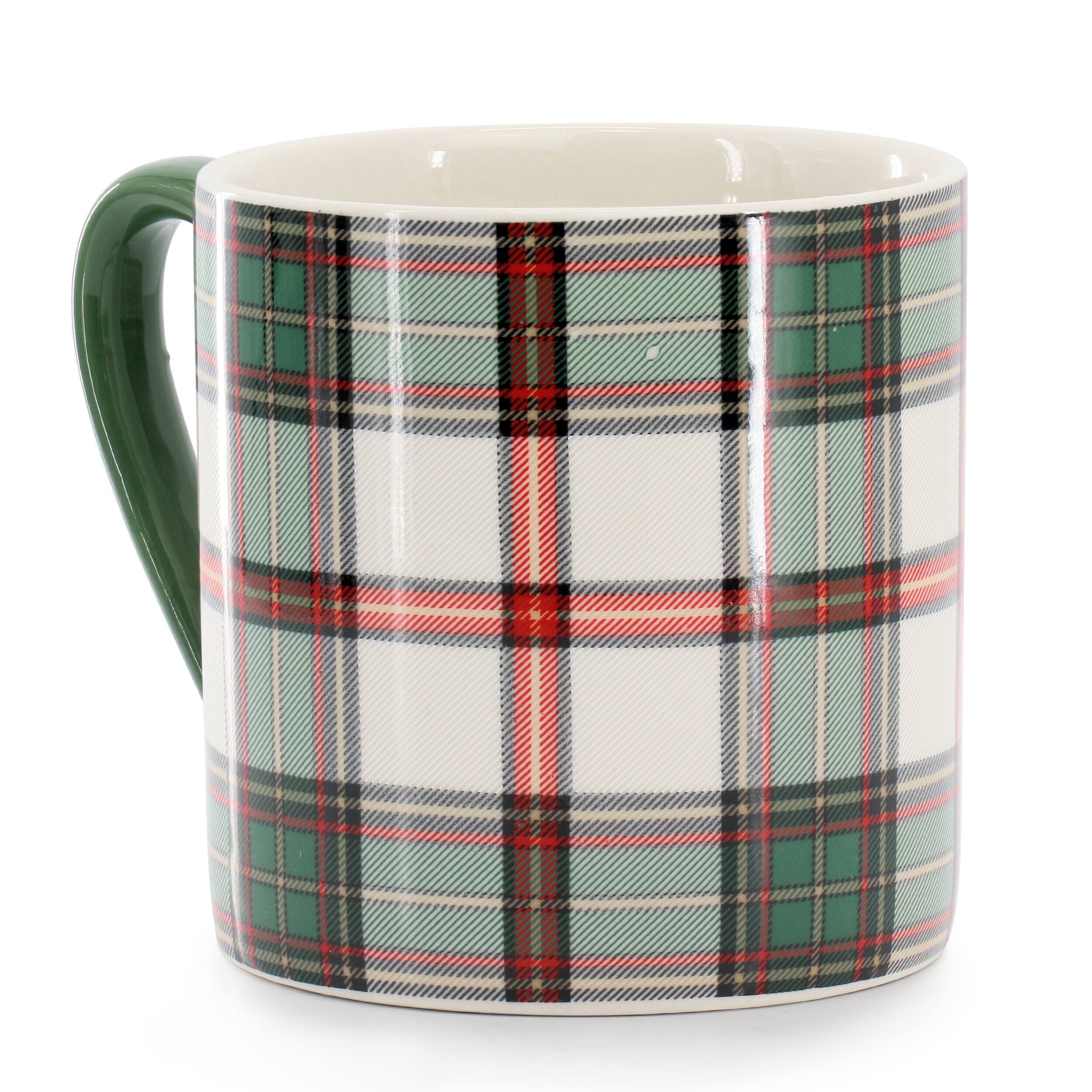 Alt View 1. Martha Stewart - Martha Stewart Holiday Plaid 8 Piece 19 Ounce Stoneware Mug Set in Green - Green.