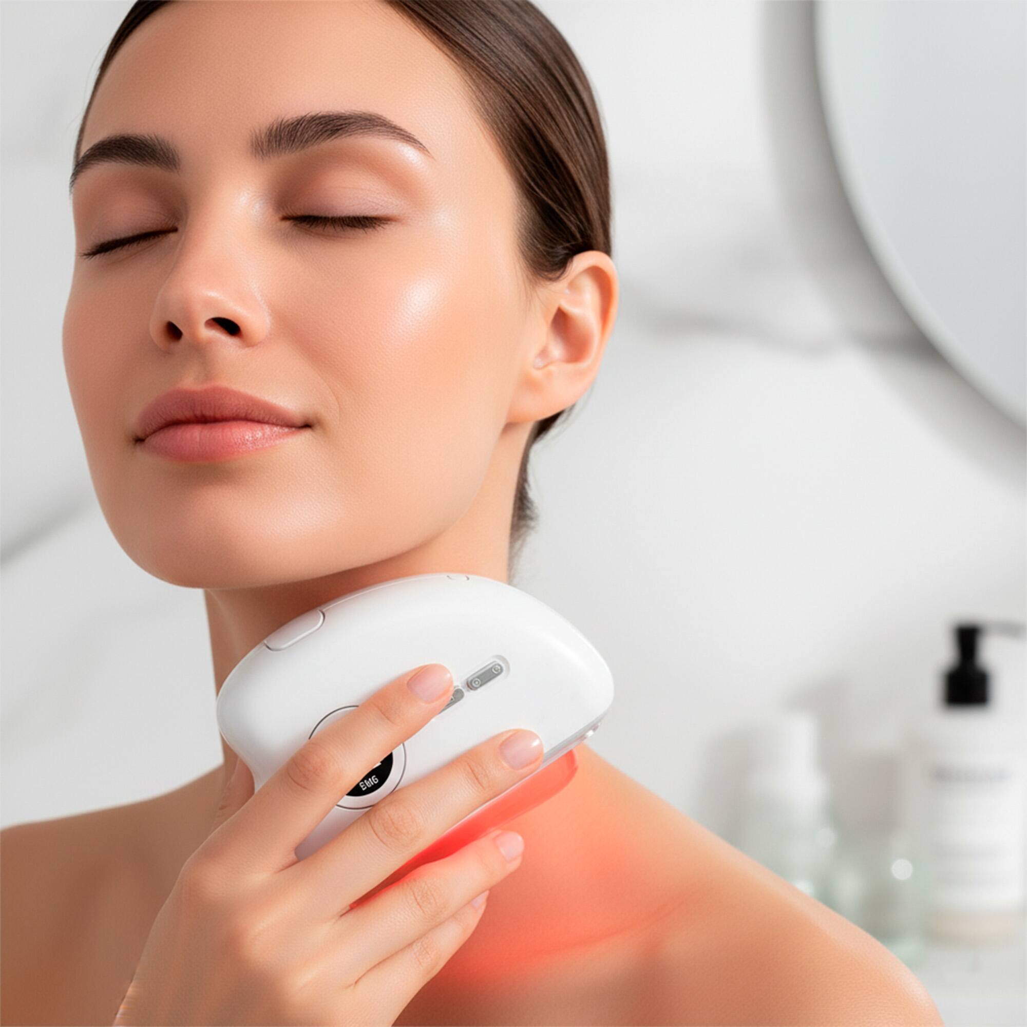 Left. Pursonic - Ultimate 3-Piece LED Light Therapy & Face Sculpting System.