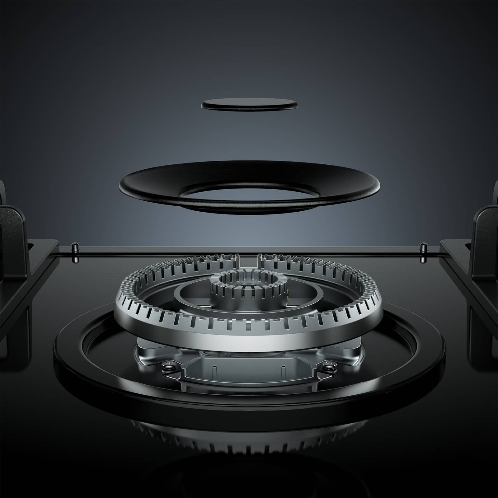 Angle. Empava - 36 in. 5 Burners Recessed Gas on Glass Cooktop - Black.