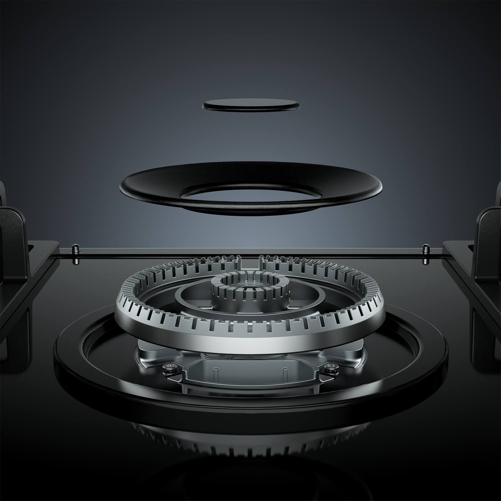 Angle. Empava - 36 in. 5 Burners Recessed Gas on Glass Cooktop - Black.