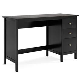 SlickBlue - Modern 3-Drawer Computer Desk with Spacious Top for Home Office & Study - Black