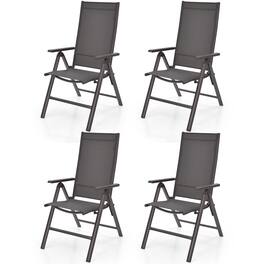 Gymax - Set of 4 Folding Patio Dining Chair Camping Chair w/ Adjustable Backrest - Gray